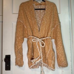 Free People Orange/Tan Knit Sweater